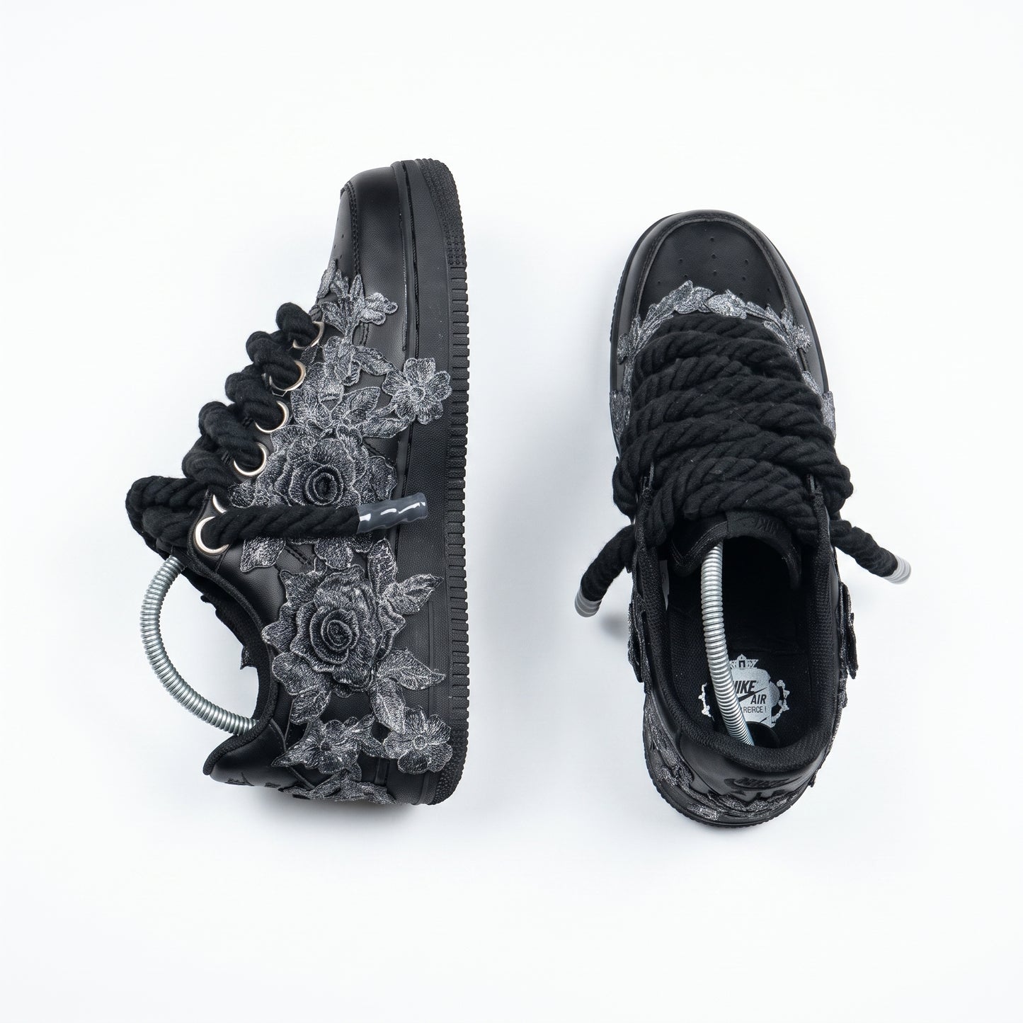 Custom Air Force 1 Silver Floral Embroidery – BL4IR
