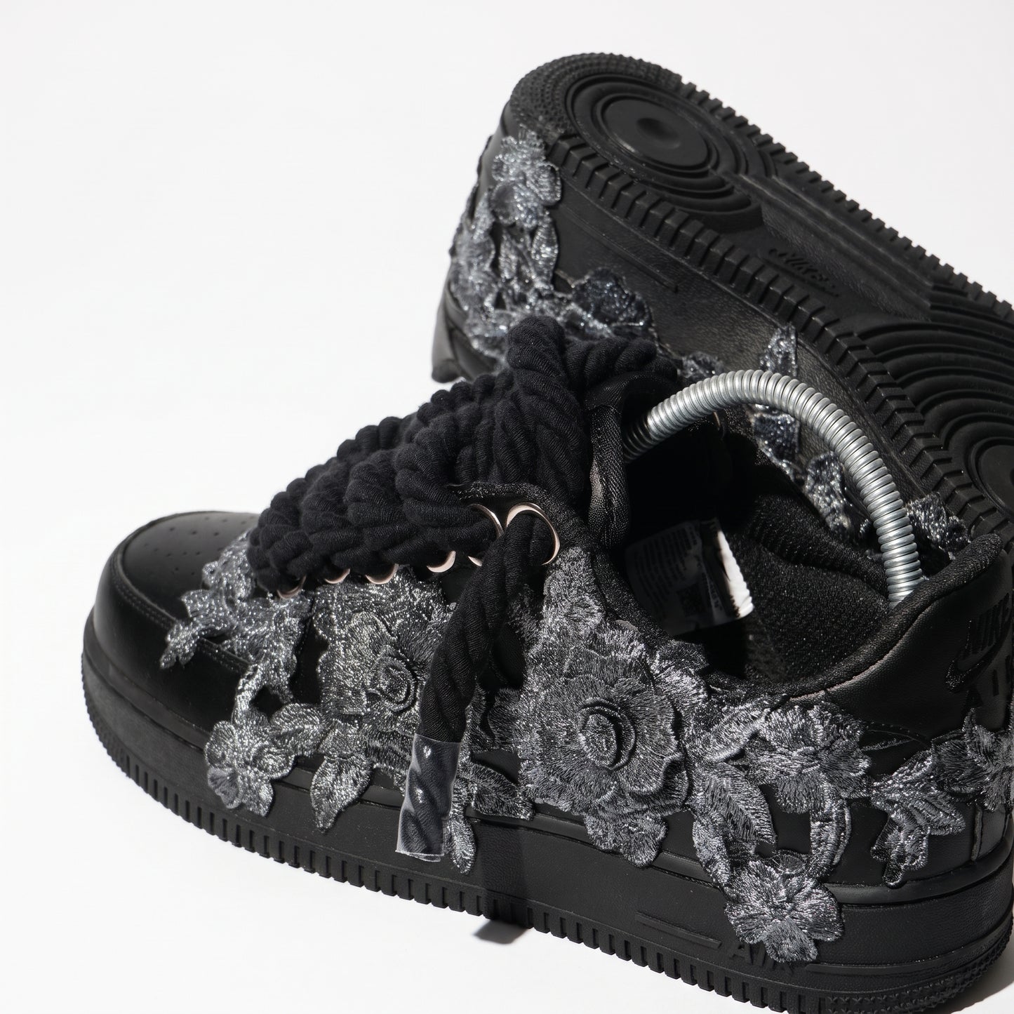 Custom Air Force 1 Silver Floral Embroidery – BL4IR