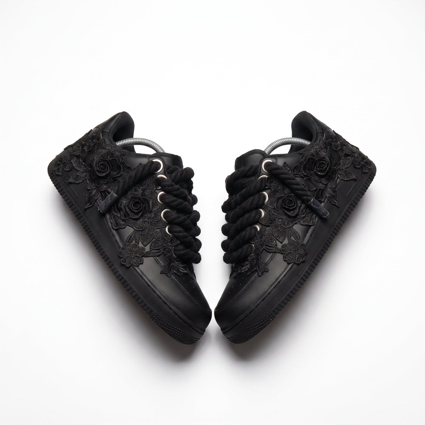 Custom Air Force 1 Black Floral Embroidery – BL4IR - BL4IR