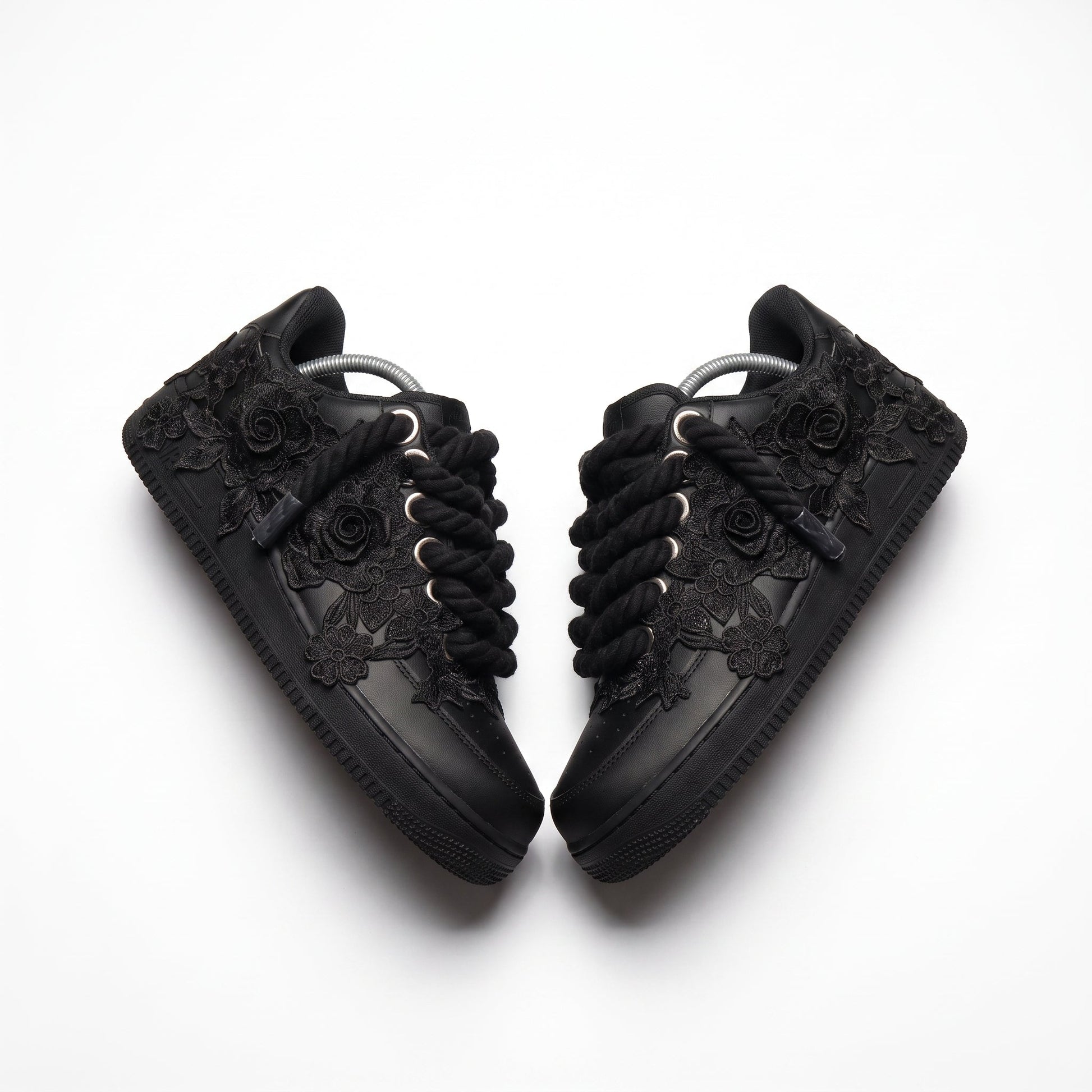 Custom Air Force 1 Black Floral Embroidery – BL4IR - BL4IR