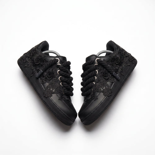 Custom Air Force 1 Black Floral Embroidery – BL4IR - BL4IR
