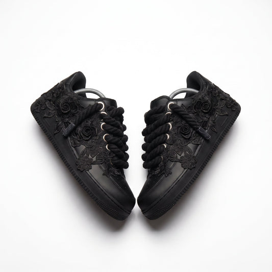 Custom Air Force 1 Black Floral Embroidery – BL4IR - BL4IR