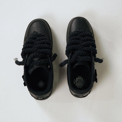 Custom Air Force 1 Black Glitter Rose Embroidery – BL4IR - BL4IR