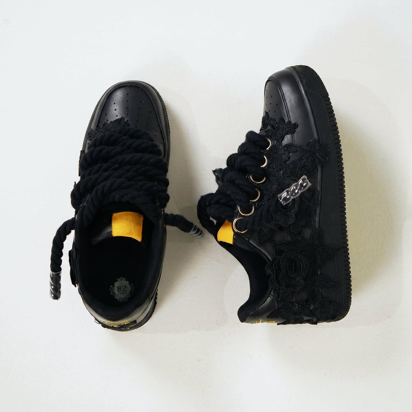 Custom Air Force 1 Black Glitter Rose Embroidery – BL4IR - BL4IR
