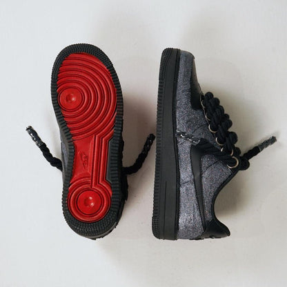 Custom Air Force 1 Black Silver Rose Embroidery – BL4IR - BL4IR