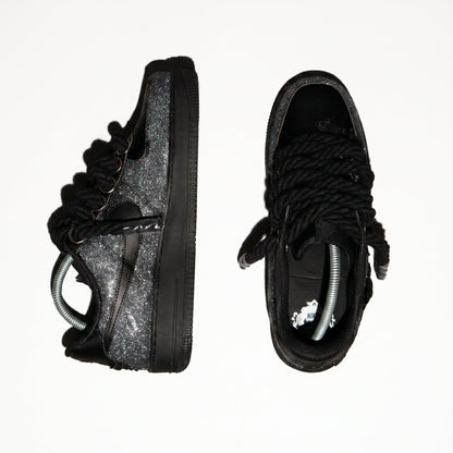Custom Air Force 1 Black Silver Rose Embroidery – BL4IR - BL4IR
