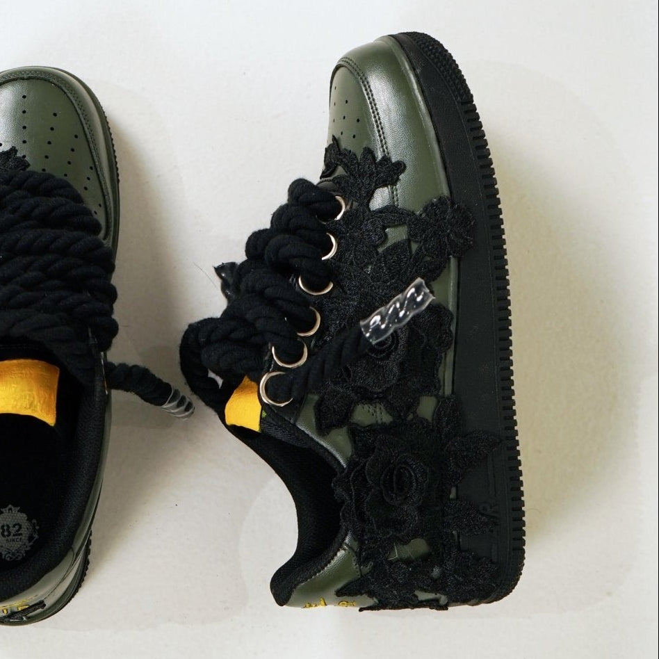 Custom Air Force 1 Olive Green Black Rope Laces – BL4IR - BL4IR