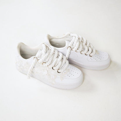 Custom Air Force 1 White Floral Embroidery – BL4IR - BL4IR