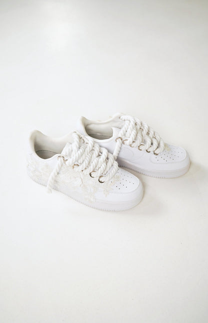 Custom Air Force 1 White Floral Embroidery – BL4IR - BL4IR
